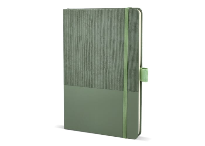 Carnet A5 à personnaliser aspect velours côtelé Marron foncé / Vert